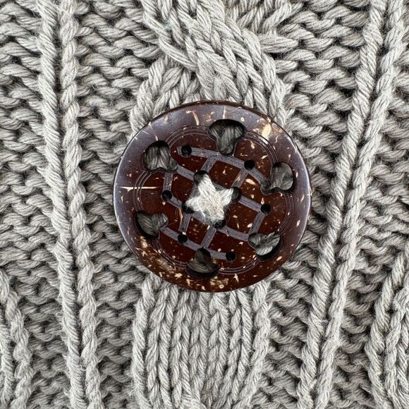 Pure Handknit Taupe Brown 100% Cotton Cable Knit Button Front Sweater Vest XS/S - Picture 10 of 12